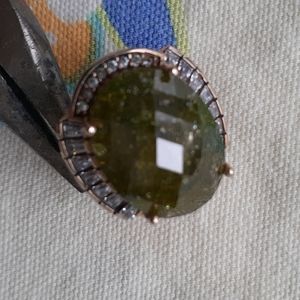Olive Green Moldavite with White Topaz Sz 9